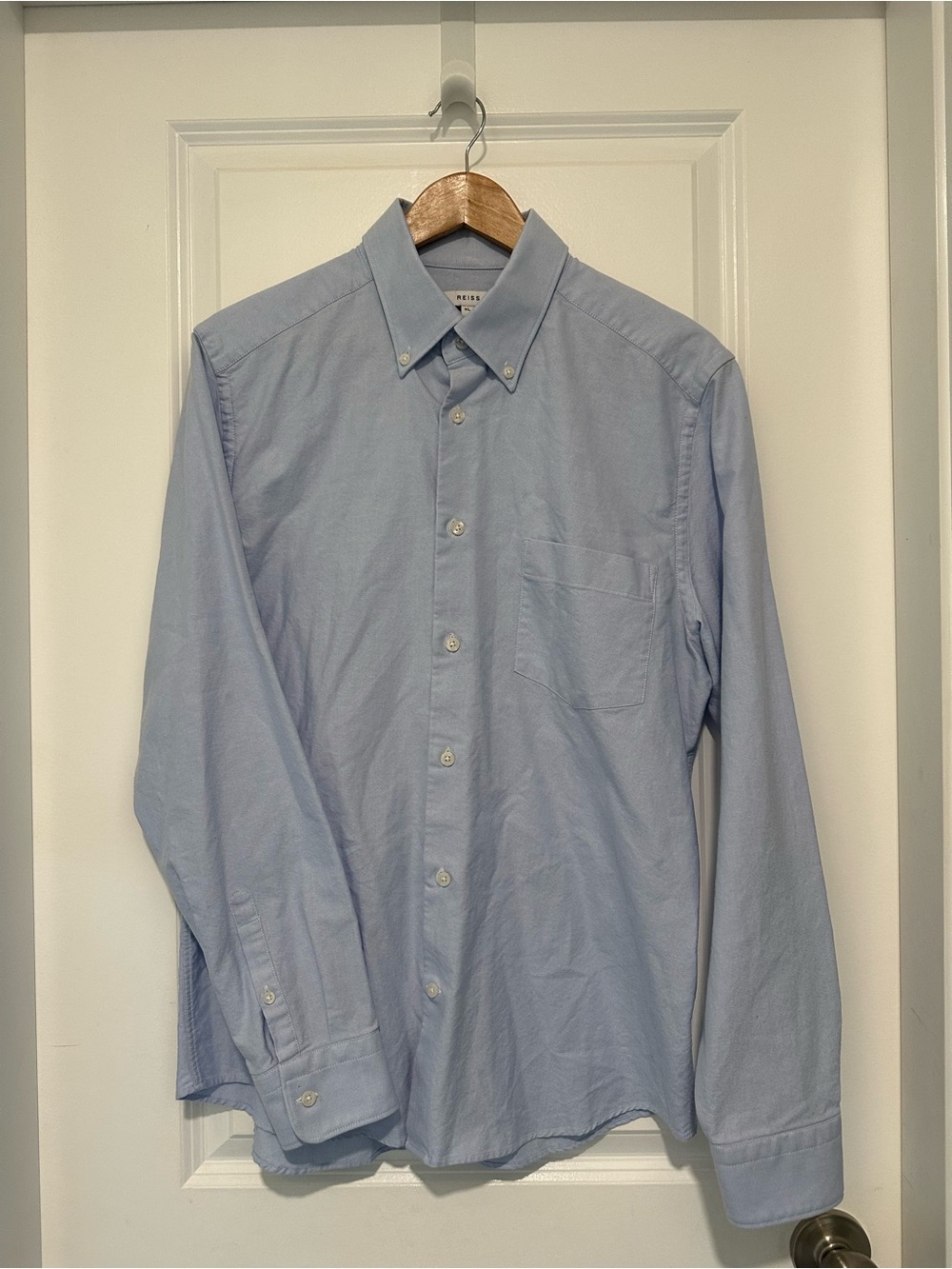 Reiss Light Blue 100% Cotton Button Down Dress Shirt Men’s XL Slim Fit